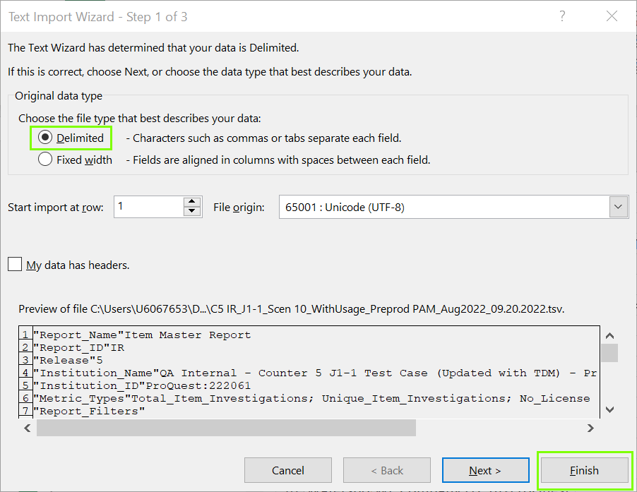 COUNTER 5 Usage Reports: How to Open TSV Reports