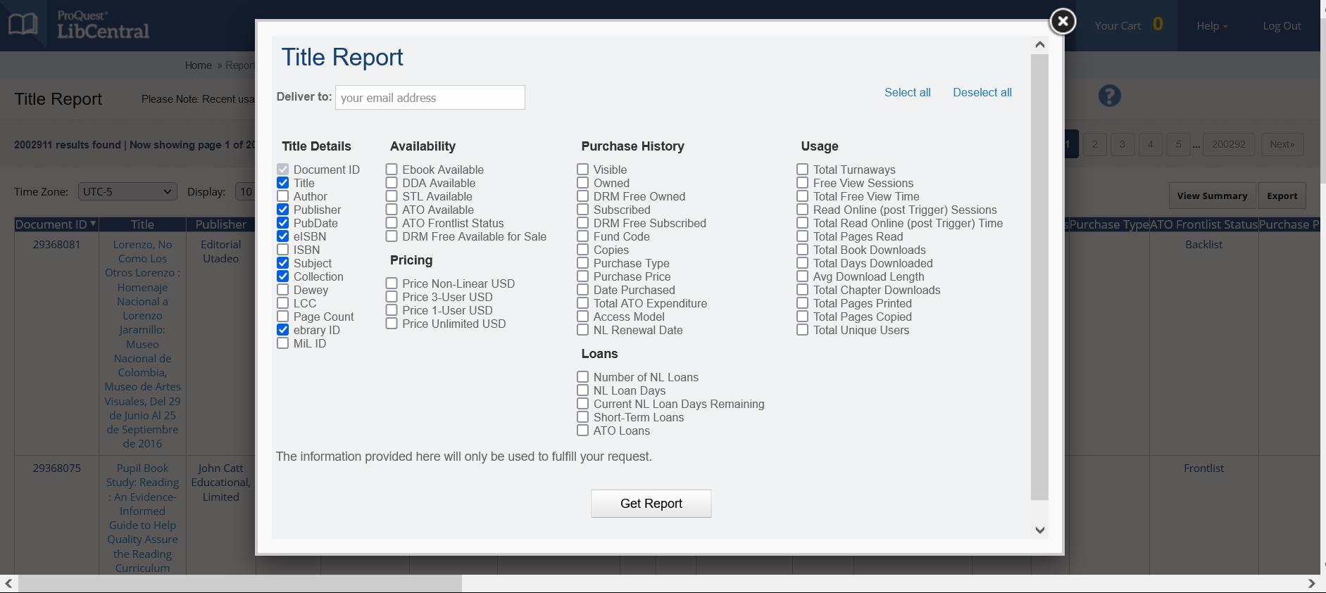 Ebook Central Admin: Get a Subscription Collection Title List
