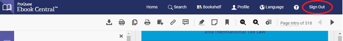 Ebook Central: Sign in to access the site and/or your personal account