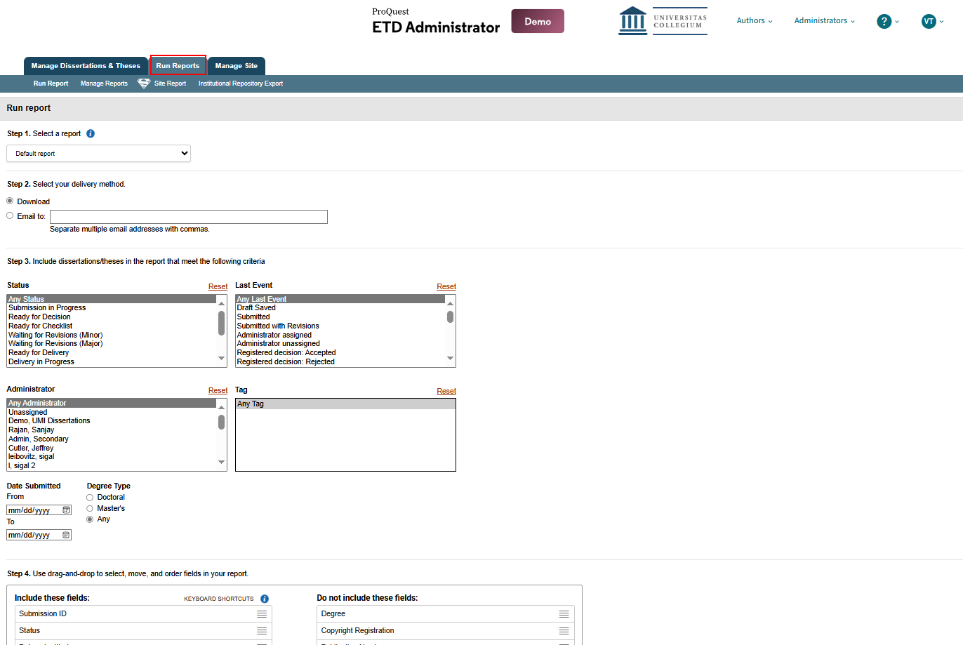 Running Reports in ETD Admin