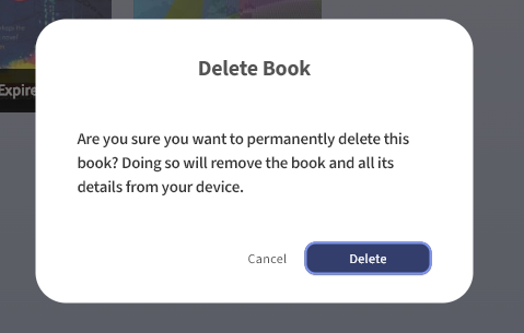 How do I delete a book from the Ebook Central App?