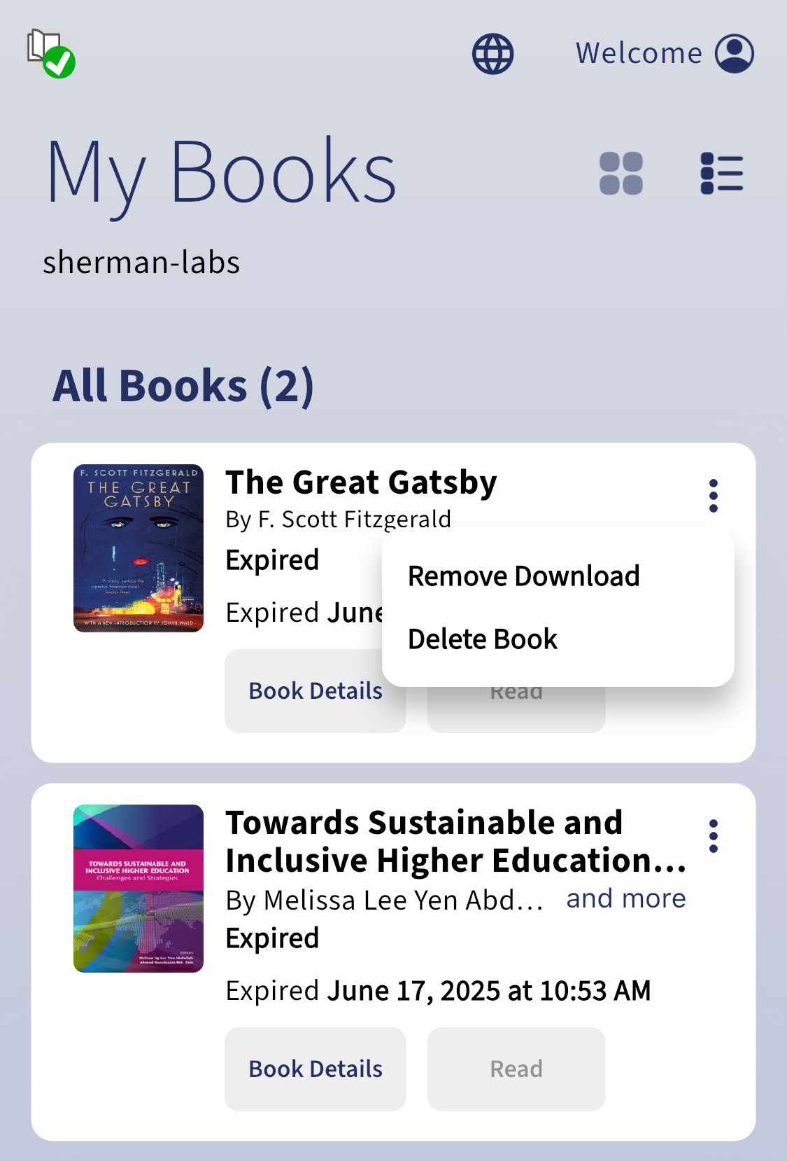 How do I delete a book from the Ebook Central App?