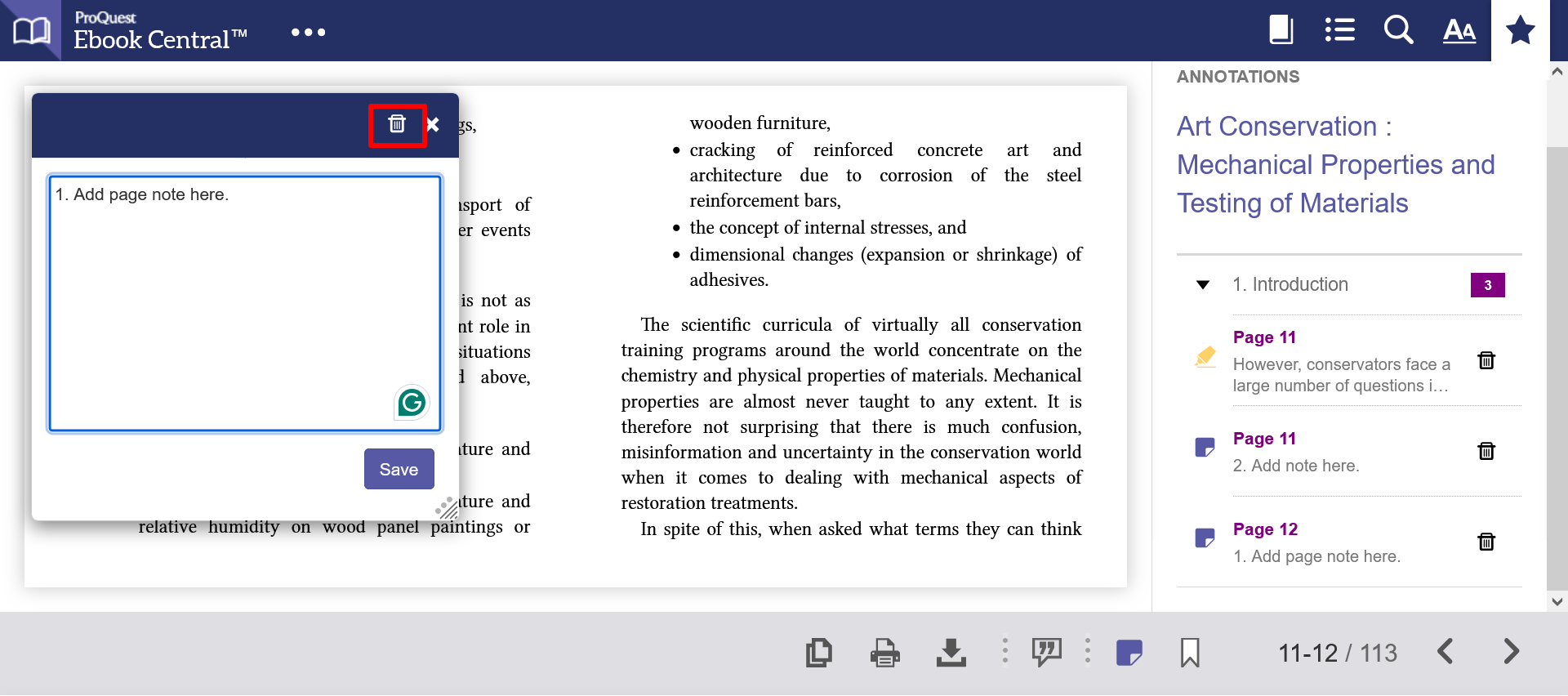 Ebook Central: Adding Annotation Notes in an Ebook