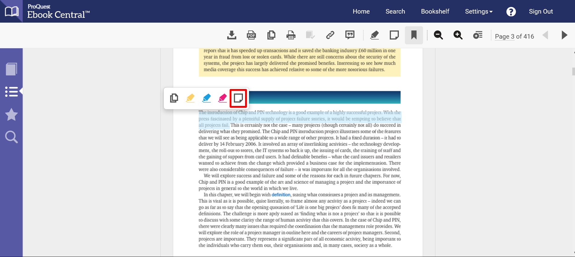 Ebook Central: Adding Annotation Notes in an Ebook