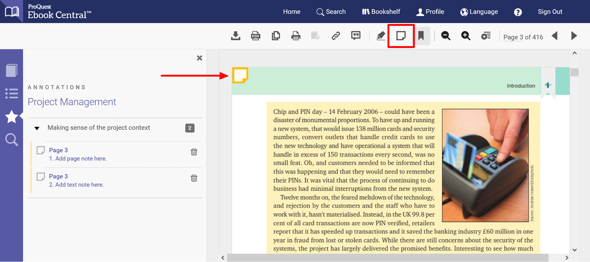 Ebook Central: Adding Annotation Notes in an Ebook