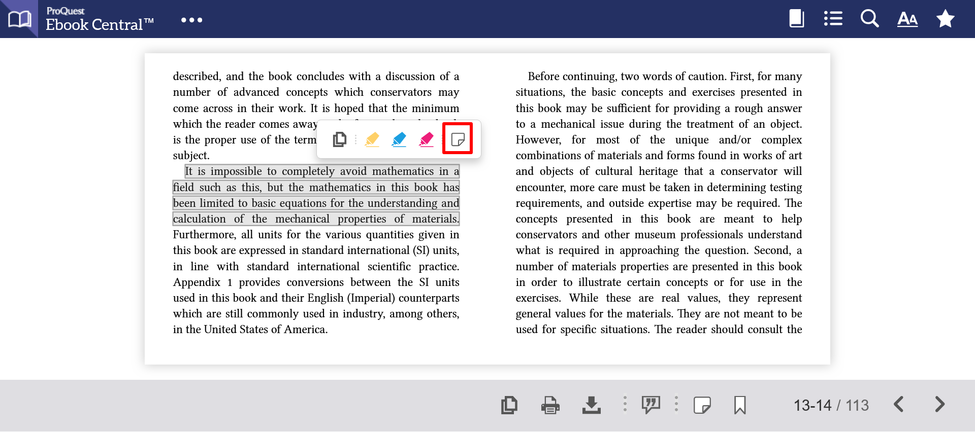 Ebook Central: Adding Annotation Notes in an Ebook