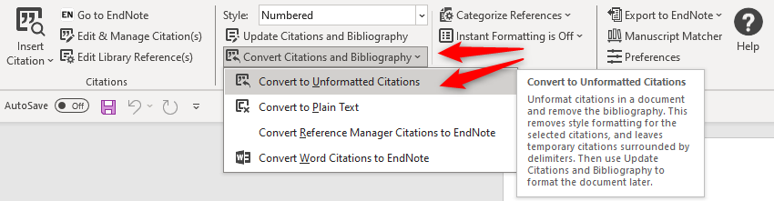 EndNote: Problematic field codes causing jumping cursor, 